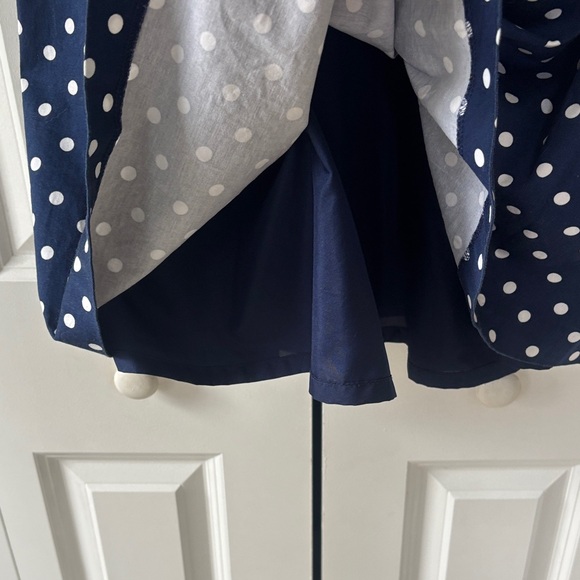 Liz Claiborne Navy and White Polka Dot Midi Dress - Picture 5 of 7